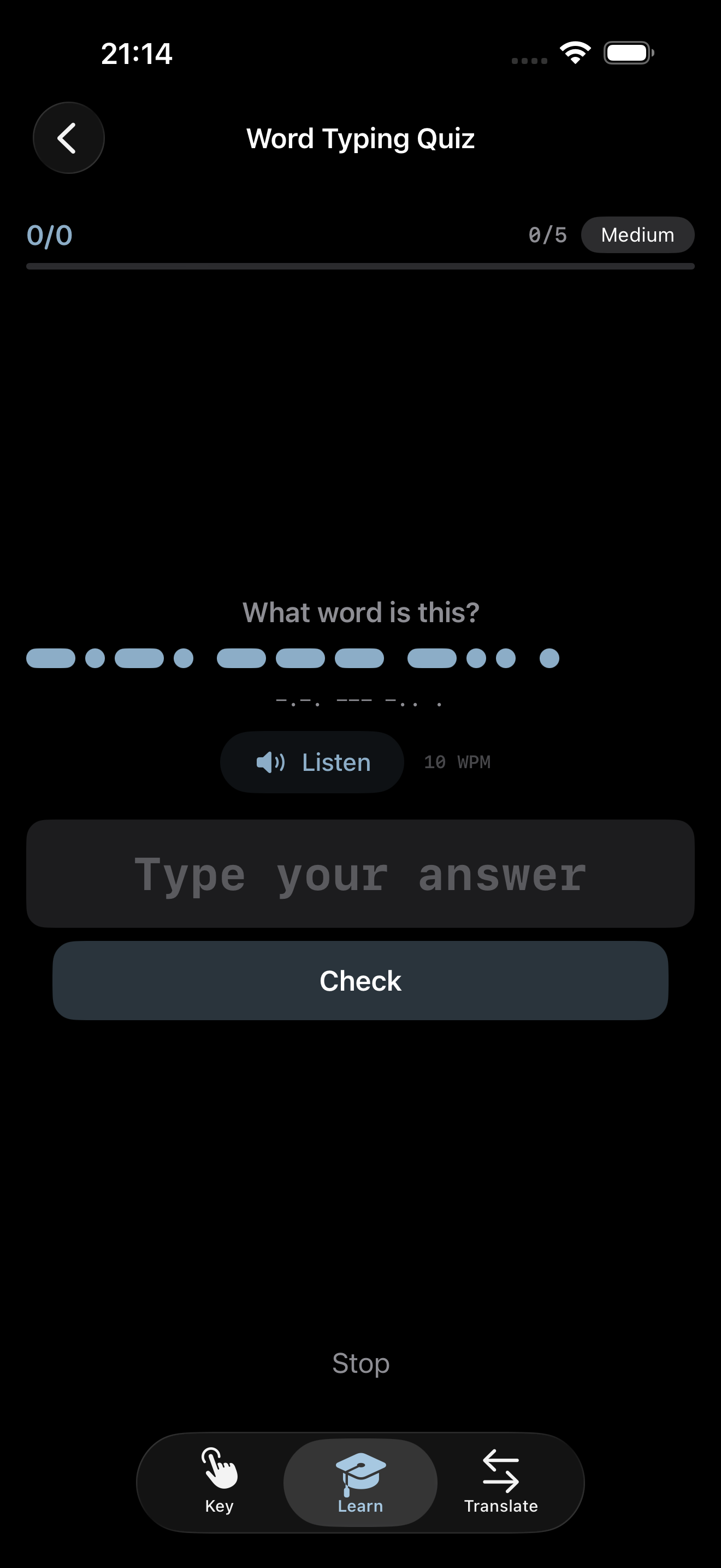 Word typing quiz